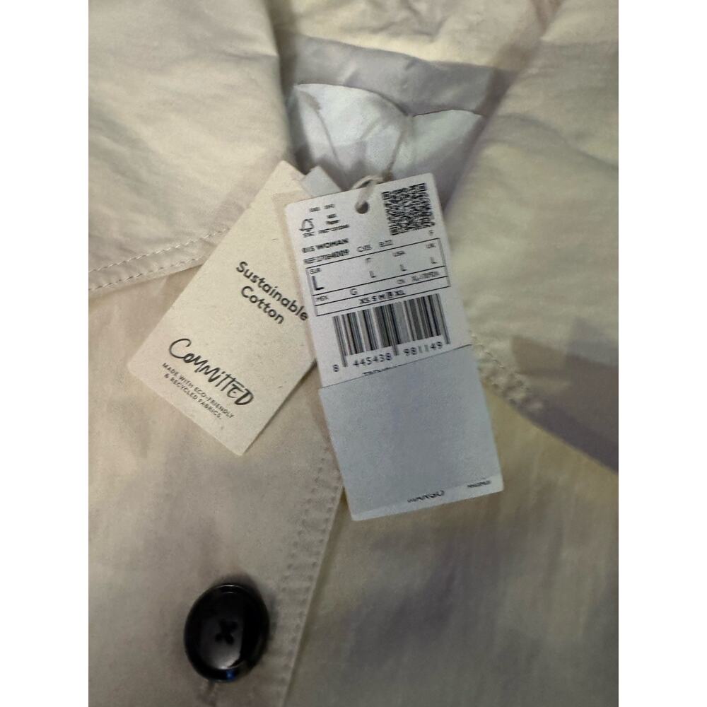 MNG Mango Trench Belted coat Womens Ivory Double Breasted Classic Sz:L - Picture 5 of 9